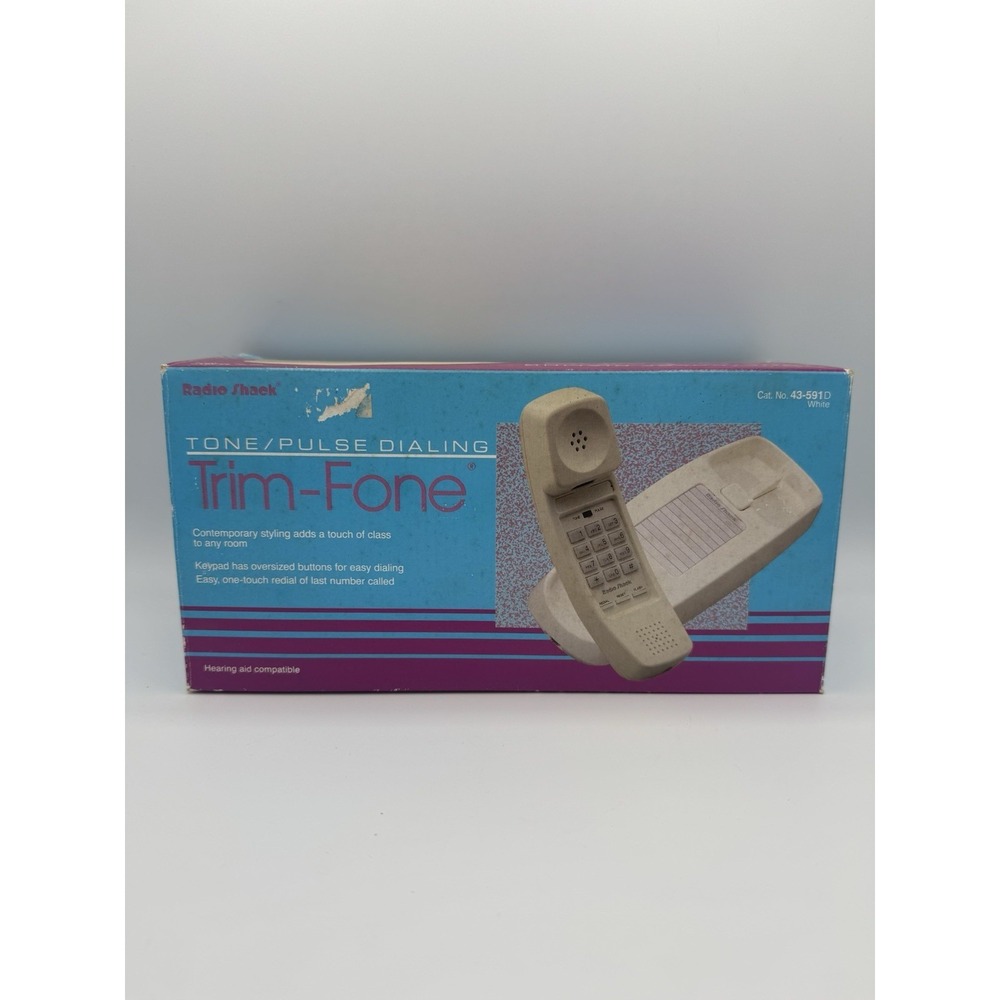 NIB Radio Shack‎ Trim-Fone - Pearl White - 43-591D - Pulse Dialing - 1997